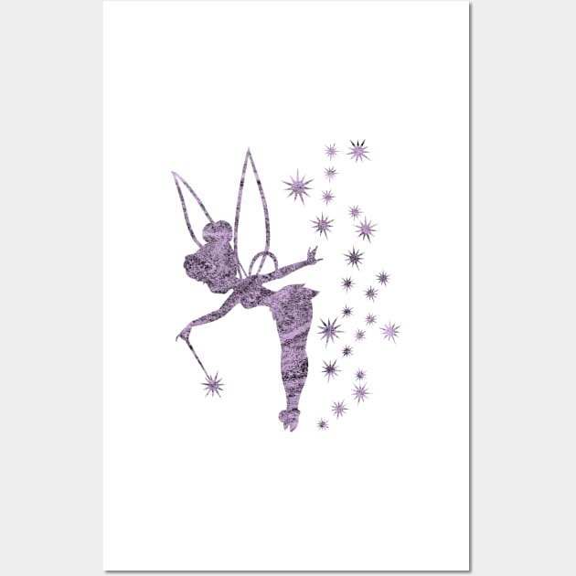 Purple Concrete Tinkerbell Ombre Sillhouette Wall Art by ijsw